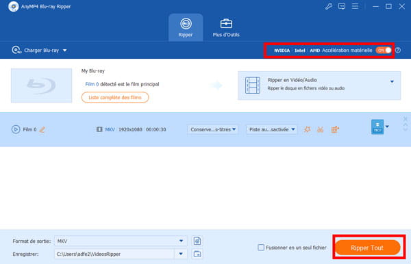 Activer l’accélération matérielle et cliquer sur Ripper Tout