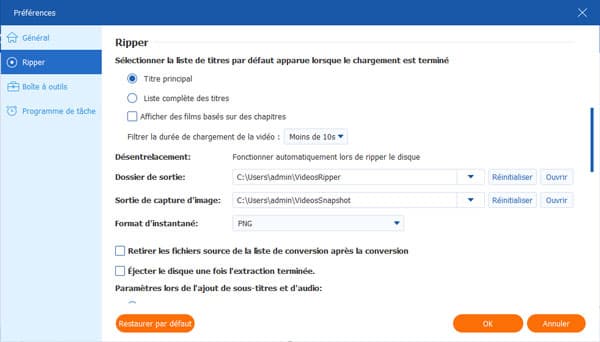 Préférences Ripper