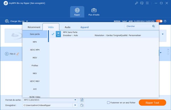 Sélectionner le format de sortie