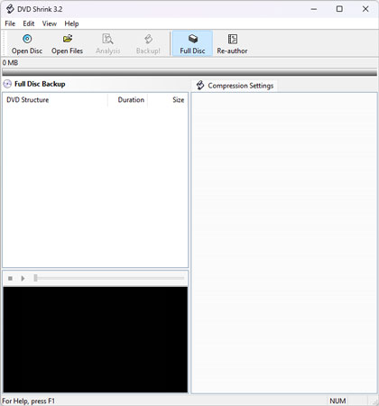 L'interface de DVD Shrink