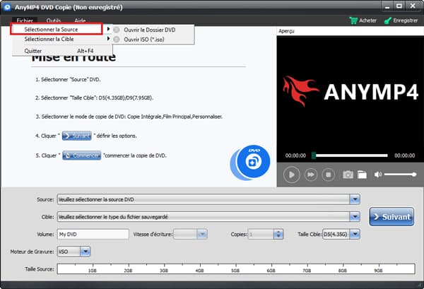 Lancer AnyMP4 DVD Copie
