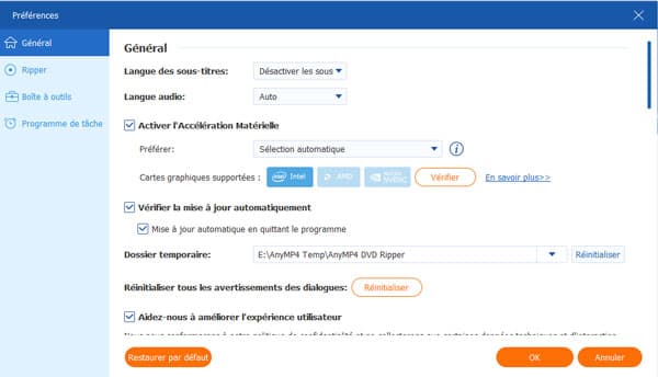 Paramètres Généraux