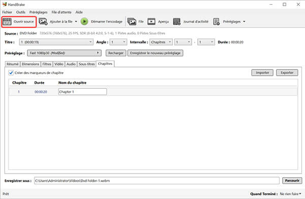 Charger DVD dans HandBrake