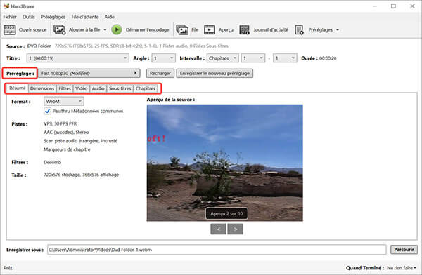 Personnaliser les paramètres
