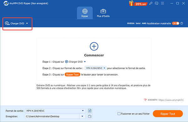 Charger le DVD et définir le dossier d’enregistrement