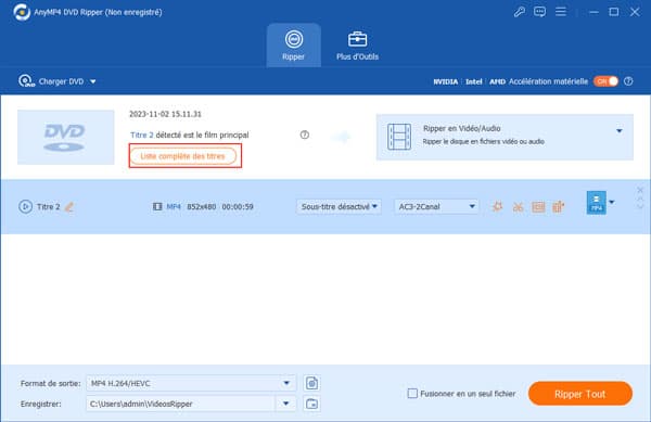 Accéder à la liste complète des titres