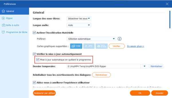 Vérifier la mise à jour