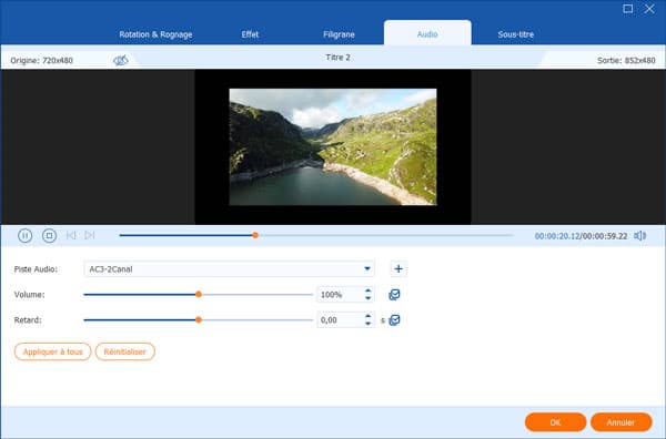 Ajuster la piste audio