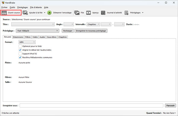 Ajouter des fichiers dans HandBrake