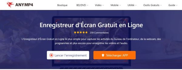 AnyMP4 Enregistreur d’écran Gratuit en Ligne