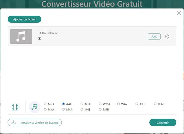 Convertir AC3 en AAC en ligne gratuitement