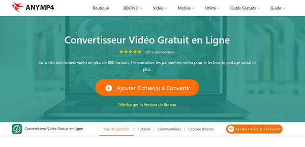 Anymp4 converter video gratuit en ligne