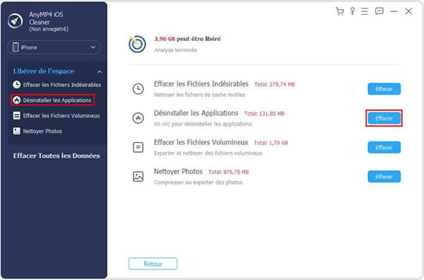 Accéder à Désinstaller les Applications