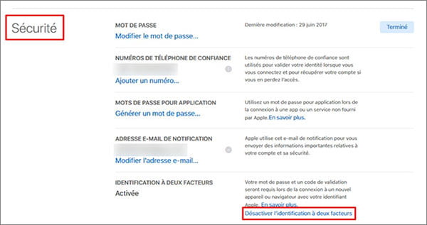 Fermer l'identification à deux facteurs