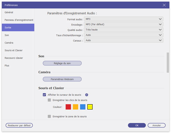 Définir le format de sortie