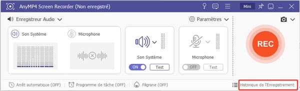 Historique d'enregistrement