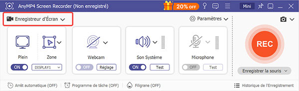 Choisir les options d'enregistrement