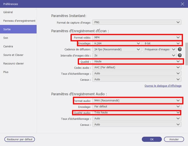 Modifier les préférences