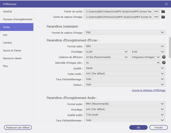 Régler les paramètres