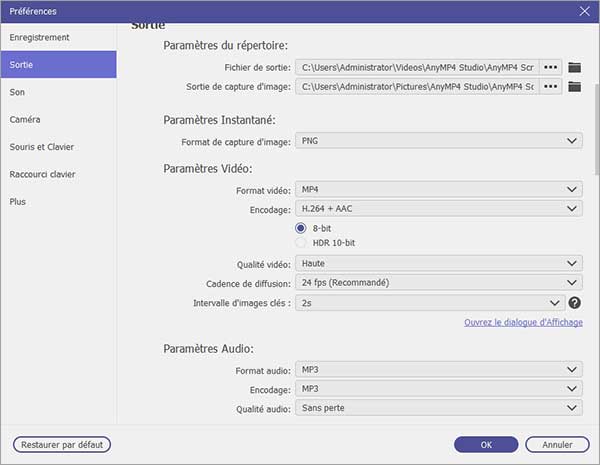 Régler les paramètres audio