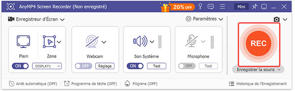 Cliquer sur le bouton « REC » pour démarrer l’enregistrement