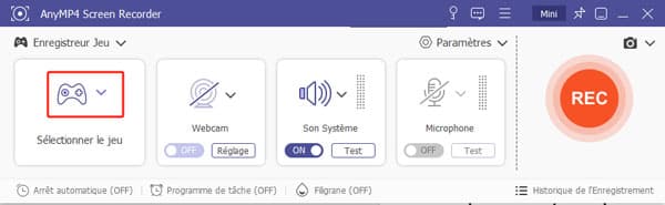 Sélectionner la fenêtre du jeu à filmer