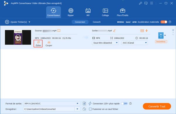 Accéder à la fonction de Édition