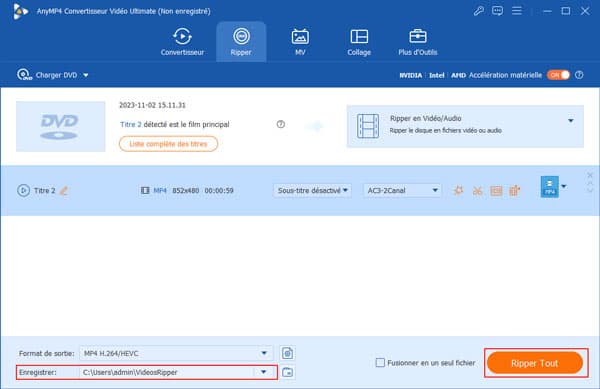 Définir le dossier de destination