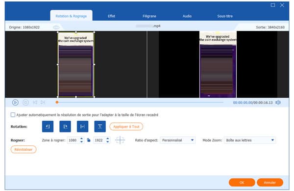 Éditer la vidéo de sortie