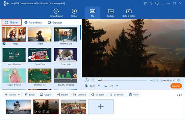 Choisir le thème sous l’onglet MV