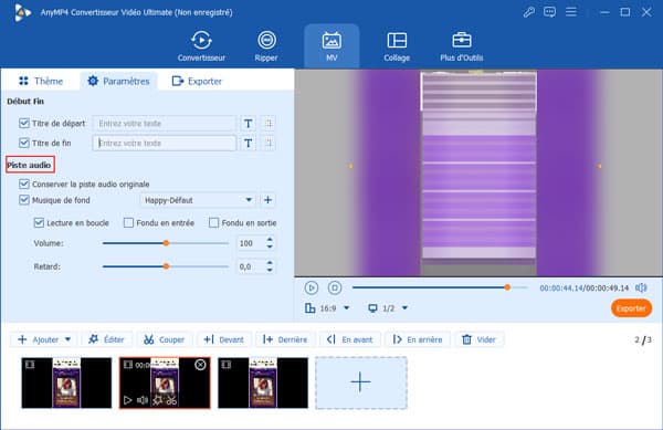 Choisir une musique de fond