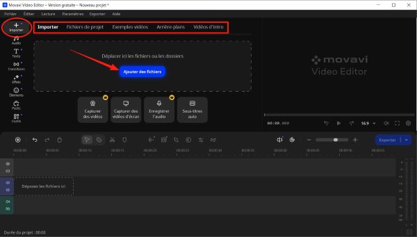 Ajouter des fichiers dans Movavi
