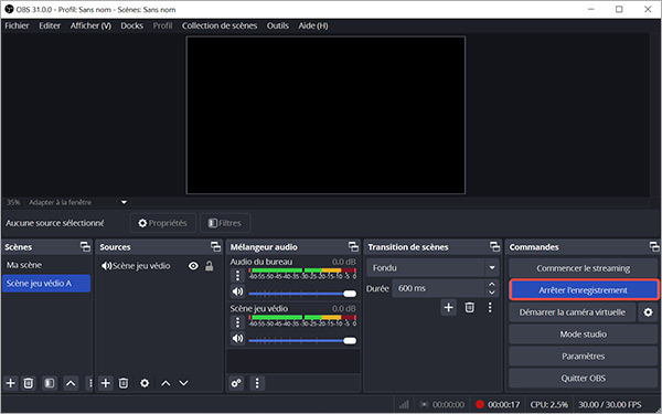 Arrêter l’enregistrement