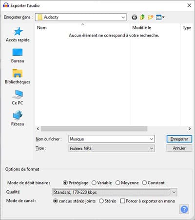 Convertir Audacity en MP3