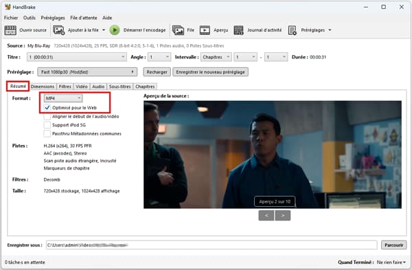 Choisir le conteneur MP4