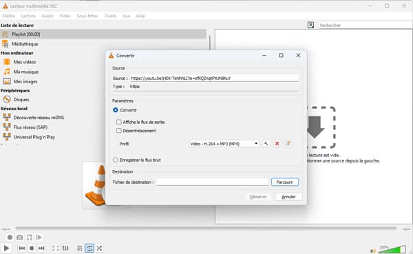 Convertir YouTube en MP4 avec VLC