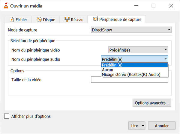 Choisir un périphérique de capture audio
