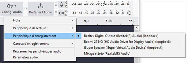 Choisir un périphérique d’enregistrement