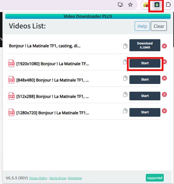 Choisir la TV et cliquer l'extension