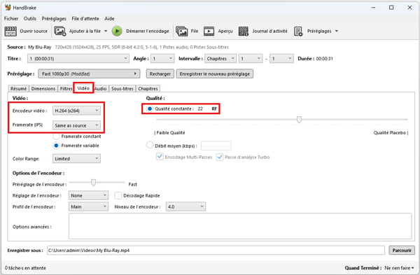 Configurer les réglages vidéo