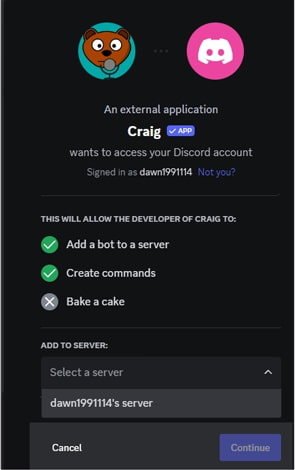 cliquez sur Continuer