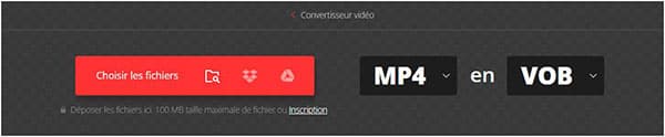 Convertir MP4 en VOB avec Convertio
