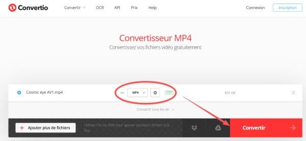 Cliquer sur Convertir avec Convertio