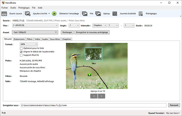 Lancer HandBrake et importer DVD