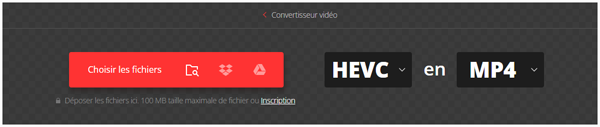 Convertir HEVC en MP4 avec Convertio