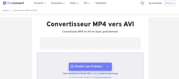 Convertir MP4 en AVI avec FreeConvert