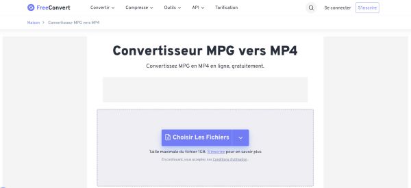Convertir MPG vers MP4 avec FreeConvert