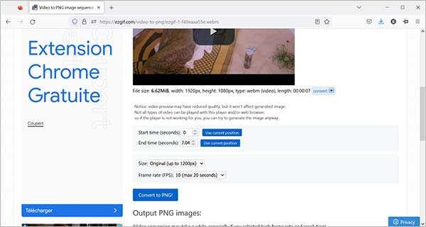 Convertir WebM en PNG en ligne