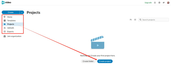 Create project avec WeVideo