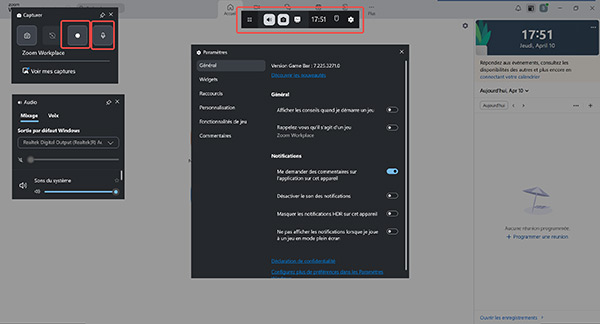 Enregistrement avec l’outil intégré